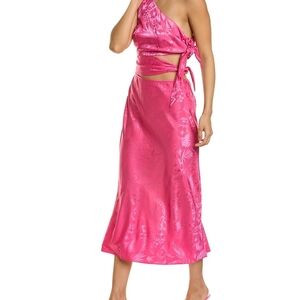 Pink Floral Satin Dress